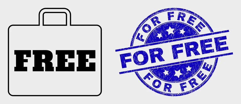 Vector Stroke Free Case Icon and Grunge For Free Watermark Illustration