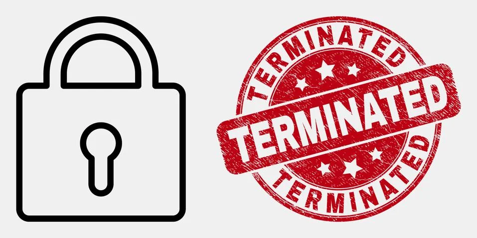 Vector Stroke Lock Icon and Distress Terminated Watermark Stock Illustration