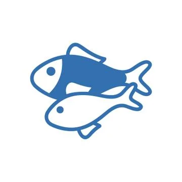 Vector stroke logo with two fish looking in different directions in monochrom Stock Illustration