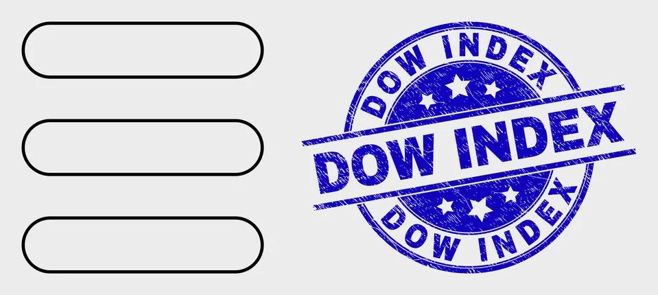 Vector Stroke Menu List Icon and Grunge Dow Index Stamp Seal イラスト素材