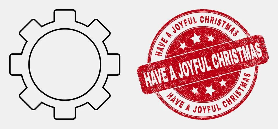 Vector Stroke Setup Tools Icon and Grunge Have a Joyful Christmas Seal Stock Illustration