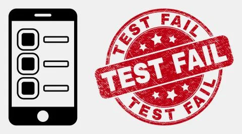 Vector Stroke Smartphone Tasks Icon and Grunge Test Fail Seal イラスト素材