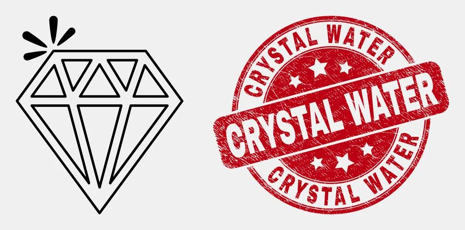 Vector Stroke Spark Brilliant Icon and Distress Crystal Water Watermark Illustrazione stock