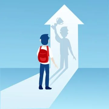 Vector of a student boy imagining future success Stock Illustration