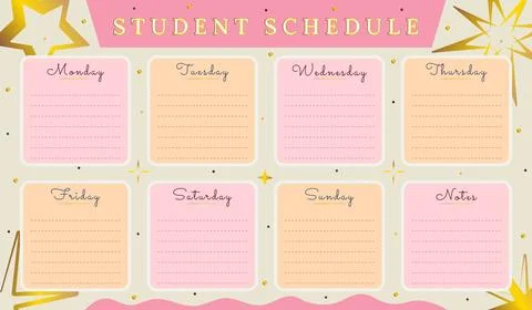 Vector student schedule template Stock Illustration