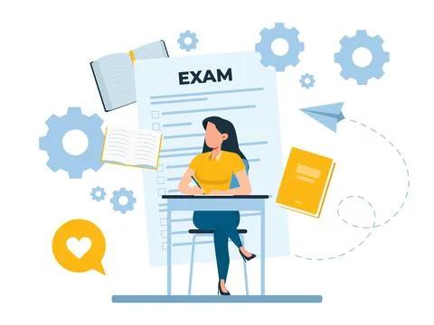 Vector of a student studies reading books uses online resources 스톡 일러스트