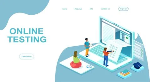 Vector of students learning remotely from home taking online tests Stock Illustration