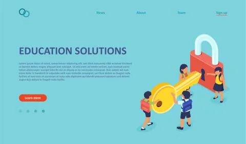 Vector of a students unlocking access to a quality education Stock Illustration