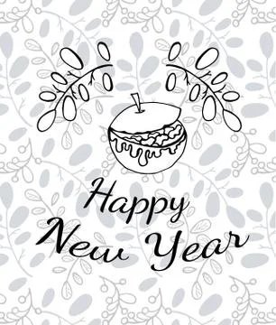 Vector stuffed apple illustration for coloring Stock Illustration