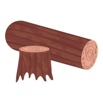 Vector stump and log isolated on white background Stock Illustration