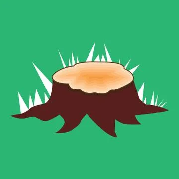 Vector stump on a green background, illustration, design, flat Stock Illustration