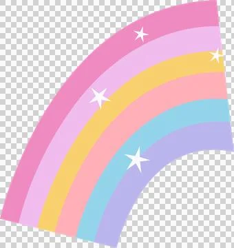 Vector-style pastel rainbow arcs are spreading on transparent background, Stock Illustration