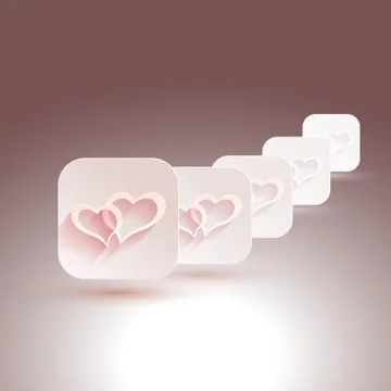 Vector stylish design. hearts with shadows for designs of wedding, invitations Stock Illustration