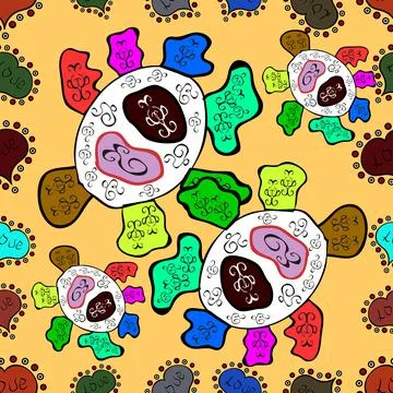 Vector. Stylish fabric pattern. Vintage. Seamless Doodles yellow, white and gree Stock Illustration