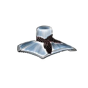 Vector stylish lady's hat in blue color, fashionable illustration Stock Illustration