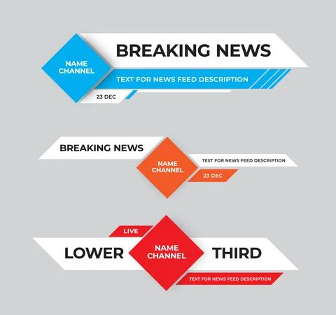 Vector stylish lower third, colored rhombus with name, title, header, news li イラスト素材