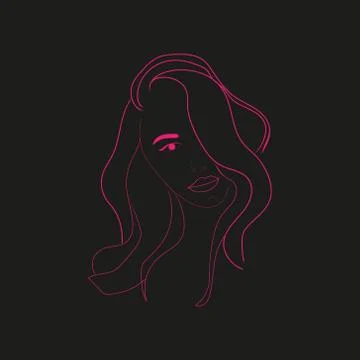 VECTOR stylish original hand-drawn graphics portrait with beautiful young att Stock Illustration