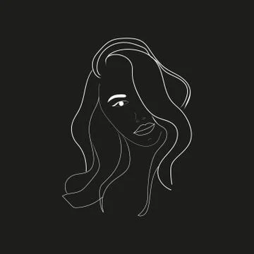 VECTOR stylish original hand-drawn graphics portrait with beautiful young att Stock Illustration