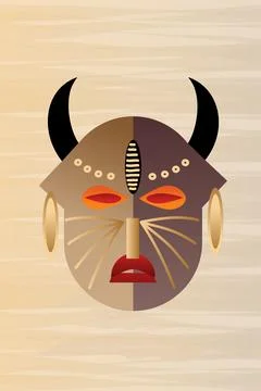 Vector, a stylish poster. African mask on a stylish abstract background Stock Illustration