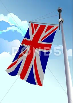 Vector stylish waving united kingdom flag Stock Illustration