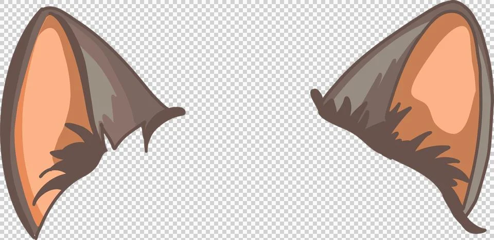 Vector stylized animal ears aligning on transparent background, showing brown Stock Illustration