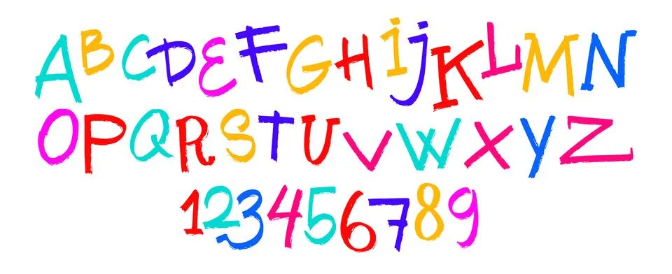 Vector stylized artistic font. Hand drawn alphabet design, from A to Z and Stock Illustration