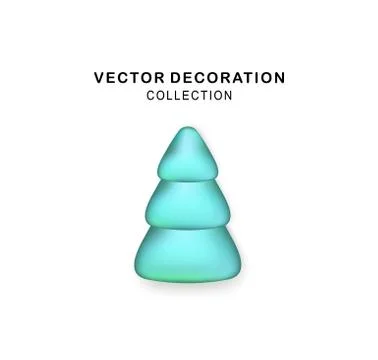 Vector Stylized Blue Christmas tree with realistic shadow. Abstract Christmas Stock Illustration