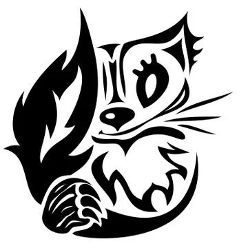 Vector stylized cat tattoo Stock Illustration