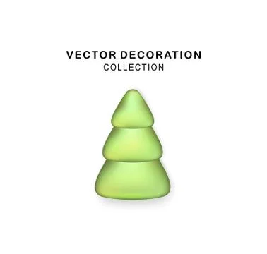 Vector Stylized Green Christmas tree with realistic shadow. Abstract Christmas Stock Illustration
