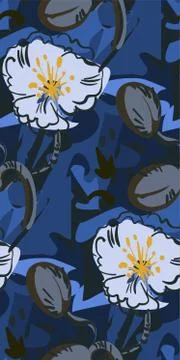 Vector stylized modern seamless floral pattern scandinavian Stock Illustration