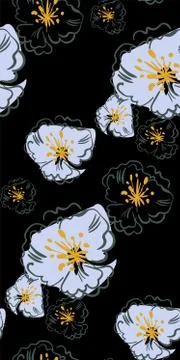 Vector stylized modern seamless floral pattern scandinavian Stock Illustration