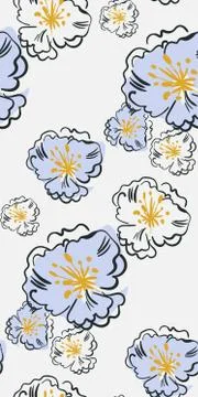 Vector stylized modern seamless floral pattern scandinavian Stock Illustration