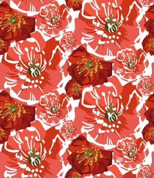 Vector stylized modern seamless floral pattern scandinavian Stock Illustration