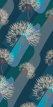 Vector stylized modern seamless floral pattern scandinavian Stock Illustration