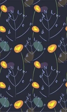 Vector stylized modern seamless floral pattern scandinavian Stock Illustration