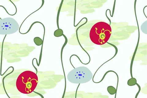 Vector stylized modern seamless floral pattern scandinavian Stock Illustration