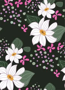Vector stylized modern seamless floral pattern scandinavian Stock Illustration