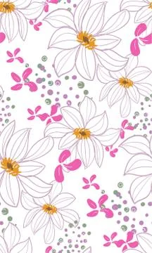 Vector stylized modern seamless floral pattern scandinavian Stock Illustration