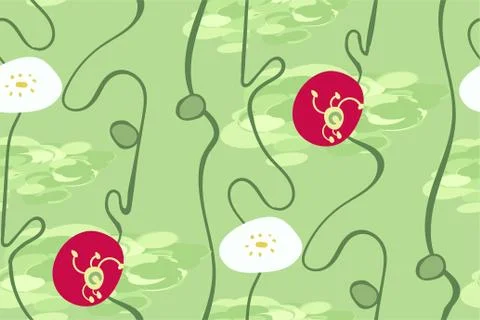 Vector stylized modern seamless floral pattern scandinavian Stock Illustration