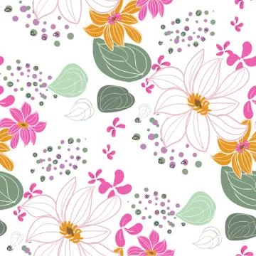Vector stylized modern seamless floral pattern scandinavian Stock Illustration