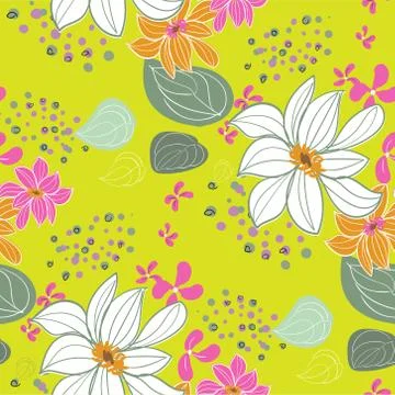Vector stylized modern seamless floral pattern scandinavian Stock Illustration