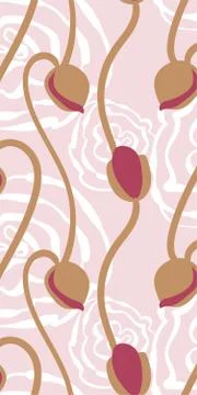 Vector stylized modern seamless floral pattern scandinavian Stock Illustration