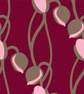 Vector stylized modern seamless floral pattern scandinavian Stock Illustration