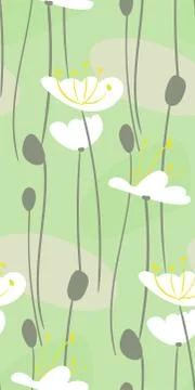 Vector stylized modern seamless floral pattern scandinavian Stock Illustration