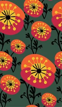 Vector stylized modern seamless floral pattern scandinavian Stock Illustration
