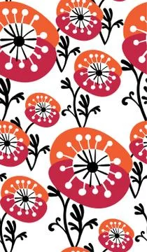 Vector stylized modern seamless floral pattern scandinavian Stock Illustration