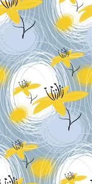 Vector stylized modern seamless floral pattern scandinavian Stock Illustration