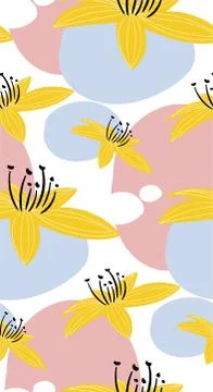 Vector stylized modern seamless floral pattern scandinavian Stock Illustration