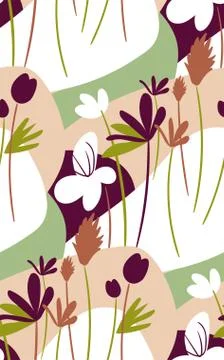 Vector stylized modern seamless floral pattern scandinavian Stock Illustration