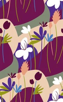 Vector stylized modern seamless floral pattern scandinavian Stock Illustration